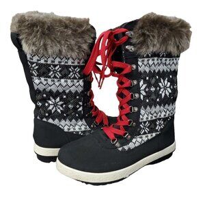 ❤️420 JustFab Black And White Fair Isle Manasa Boot New